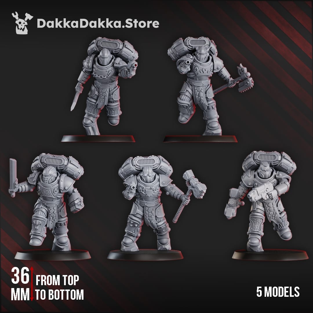 Tabletop Terrain Miniature Ignisaurus Clan Warriors Storm Squad with Jetpacks (x5) - Prime Armored Assault Unit of Space Knights