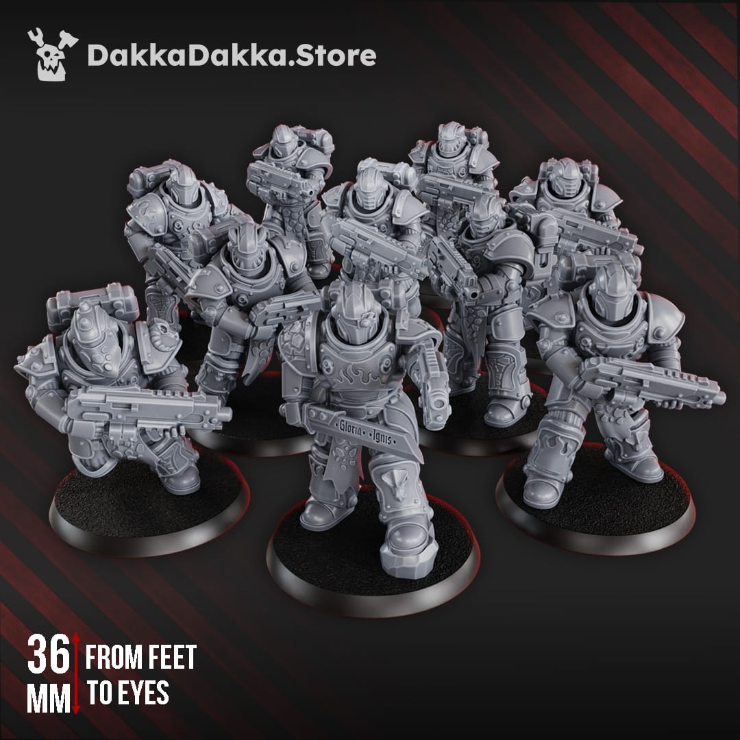 Tabletop Terrain Miniature Ignisaurus Clan Warriors Tactical Squad (x10) - Prime Armored Battleline Unit of Space Knights