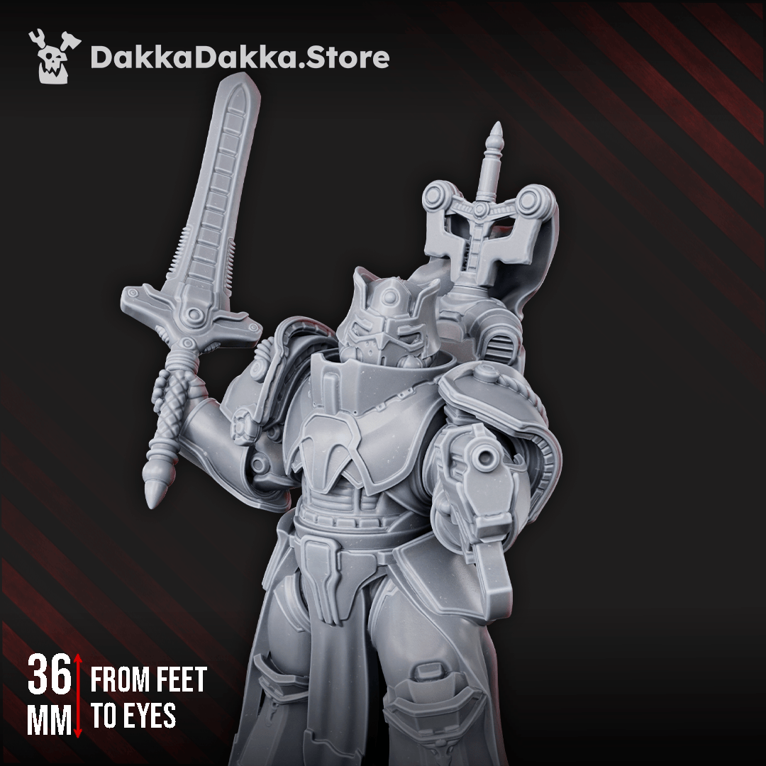 Tabletop Terrain Miniature Knight-Commander Henry The Stronghold - Prime Armored Space Captain of Citadel Vanguard