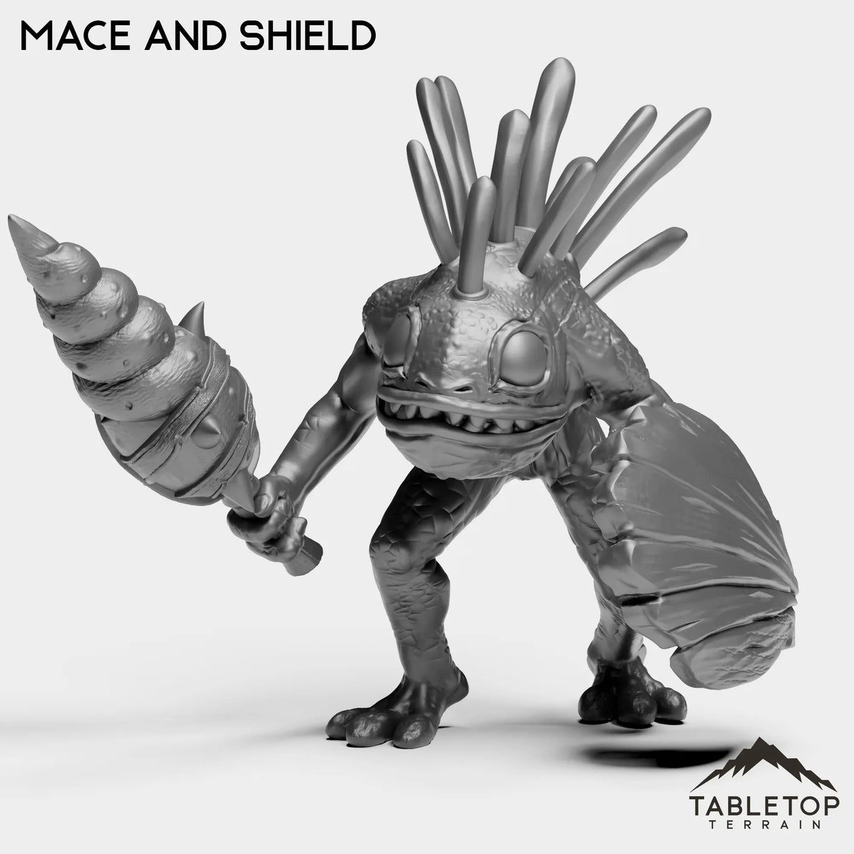 Tabletop Terrain Miniature Mace and Shield Murlocs Attacking