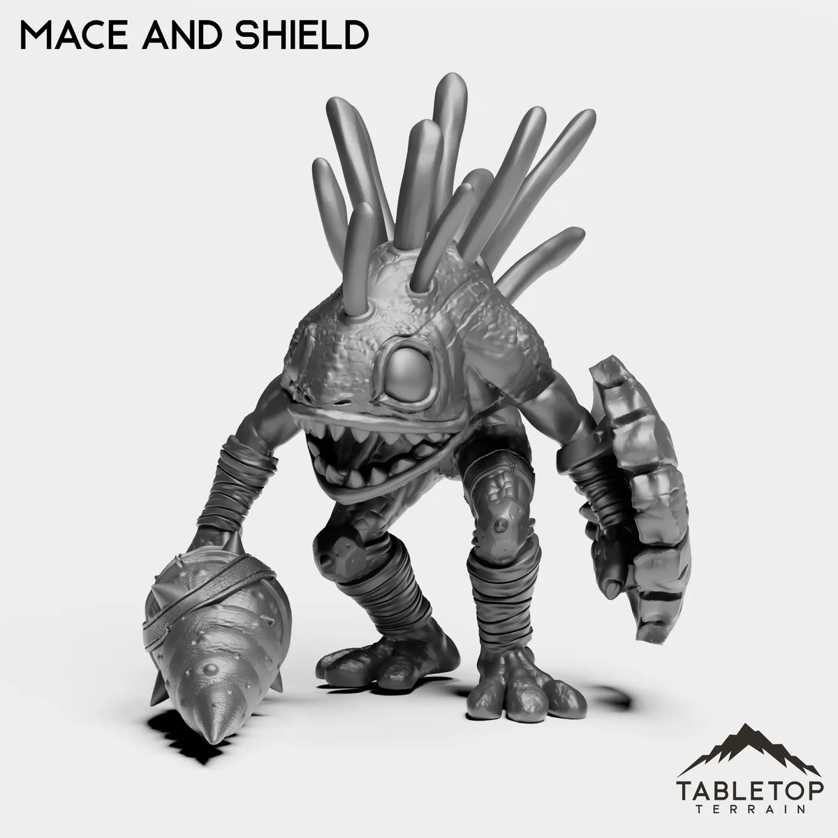 Tabletop Terrain Miniature Mace and Shield Murlocs with Weapons