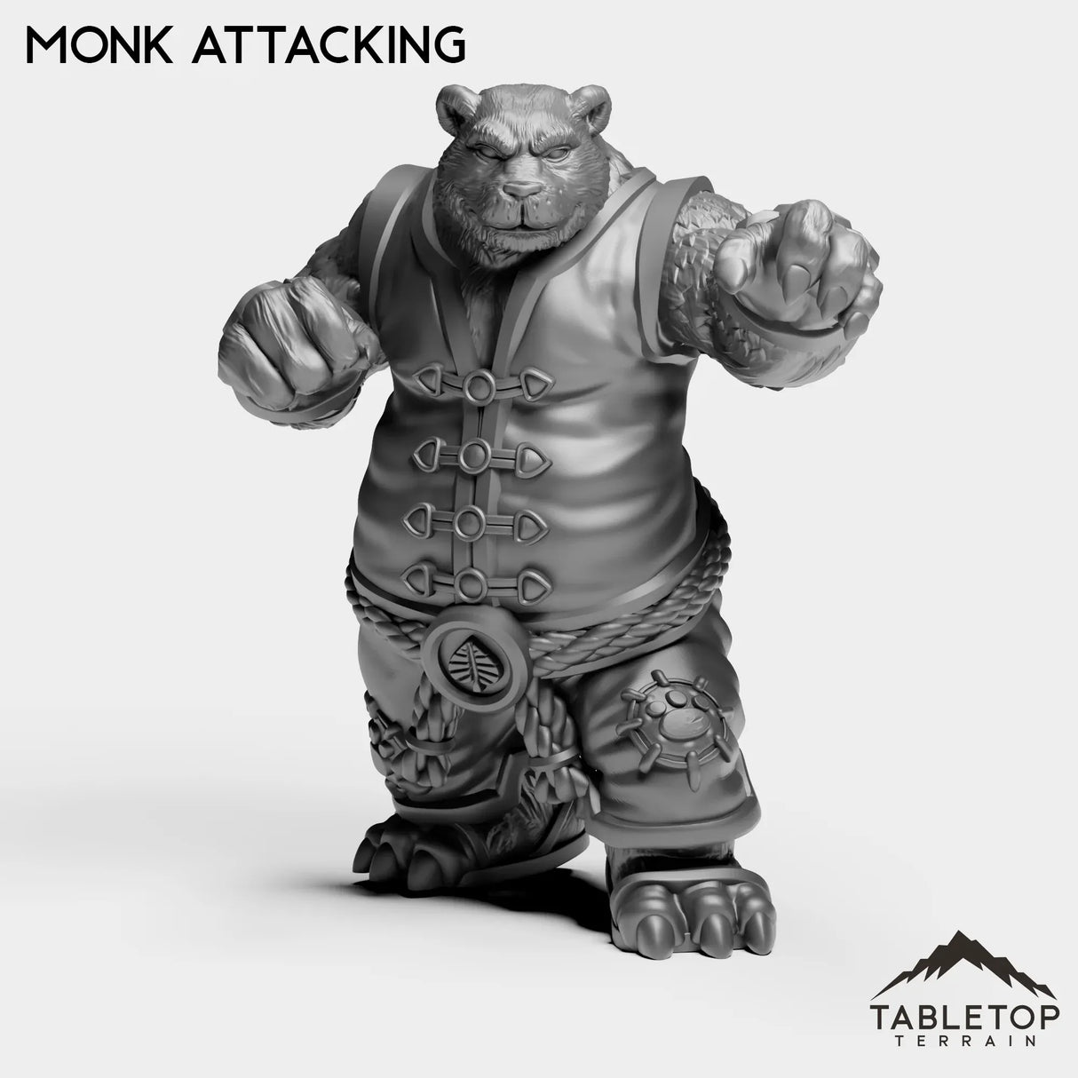Tabletop Terrain Miniature Monk Attacking Panda Starter