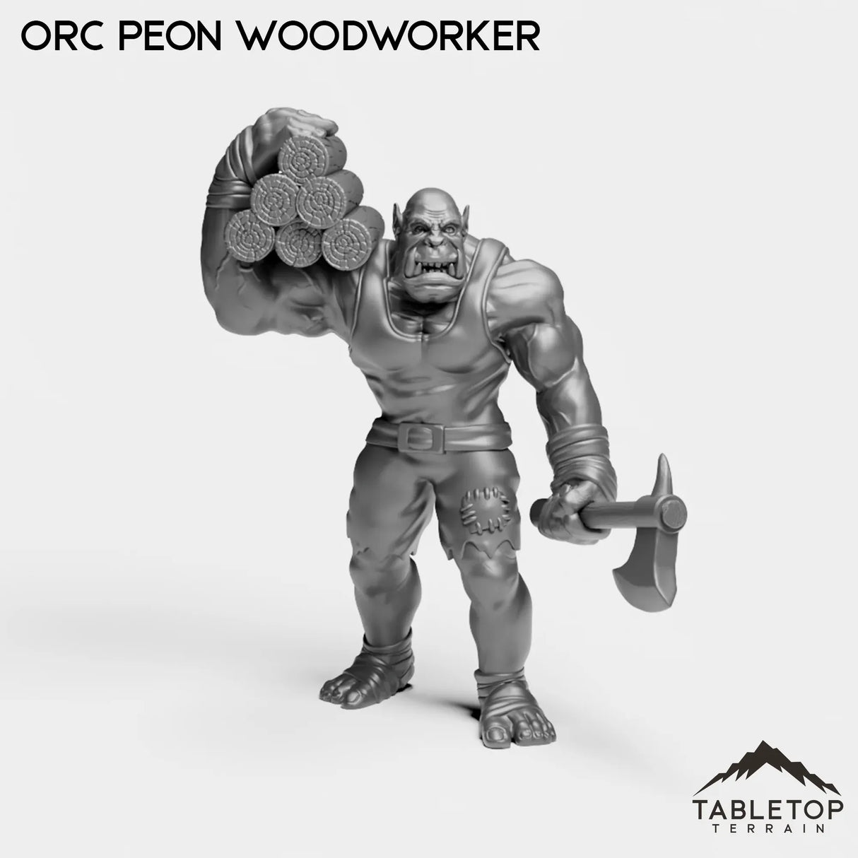 Tabletop Terrain Miniature Orc Peon Woodworker Orc Peon