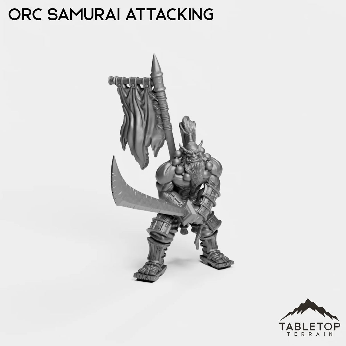 Tabletop Terrain Miniature Orc Samurai Attacking Orc Samurai Blademaster