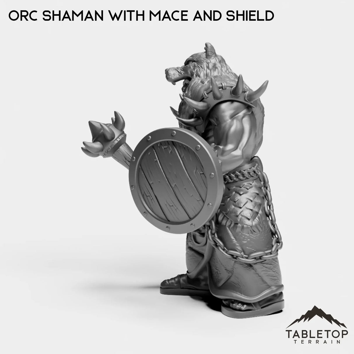 Tabletop Terrain Miniature Orc Shaman with Mace and Shield