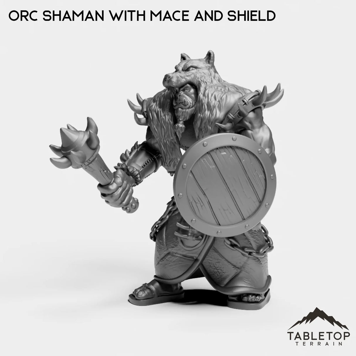 Tabletop Terrain Miniature Orc Shaman with Mace and Shield