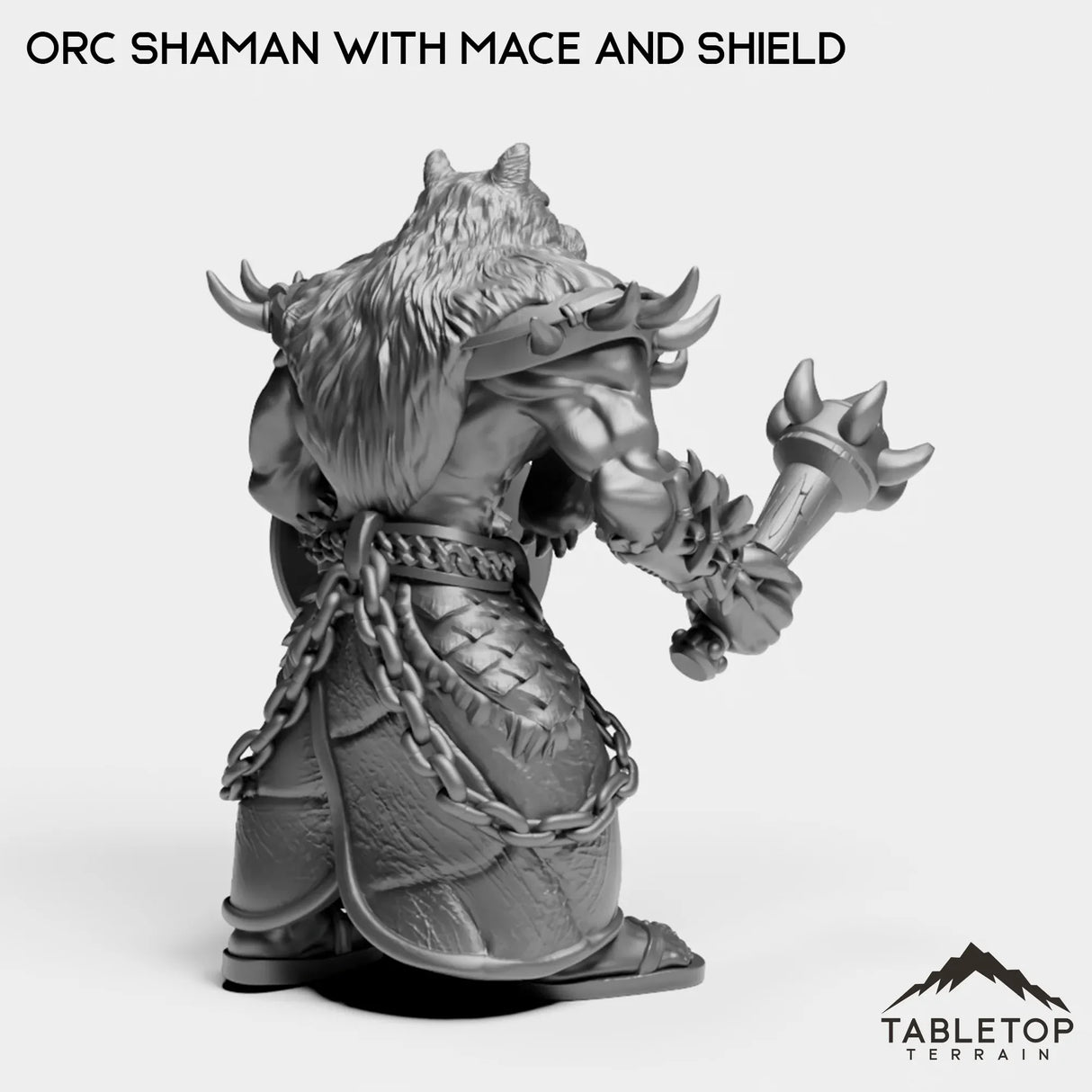 Tabletop Terrain Miniature Orc Shaman with Mace and Shield