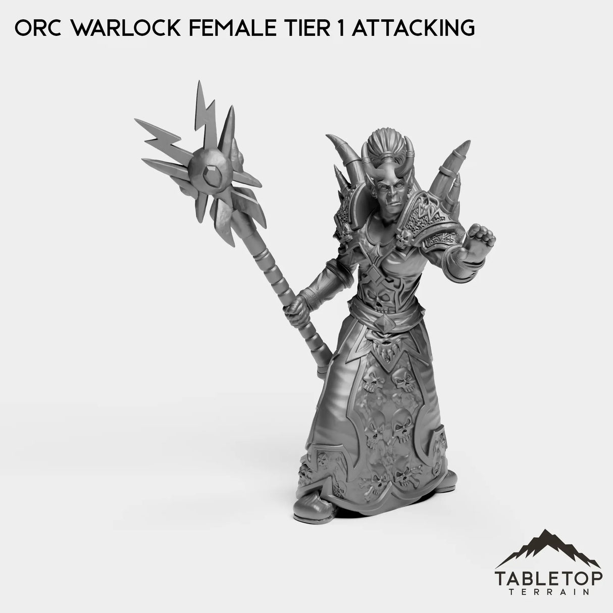 Tabletop Terrain Miniature Orc Warlock Female Tier 1 Attacking Orc Warlock Female Tier 1