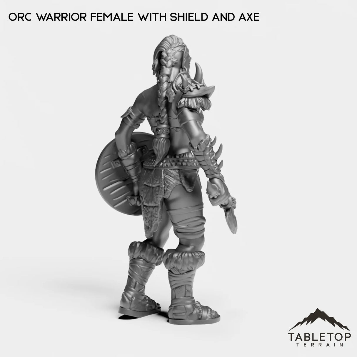 Tabletop Terrain Miniature Orc Warrior Female with Shield and Axe