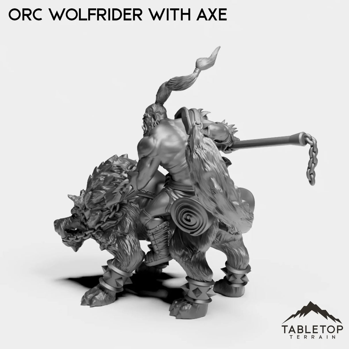 Tabletop Terrain Miniature Orc Wolfrider with Axe