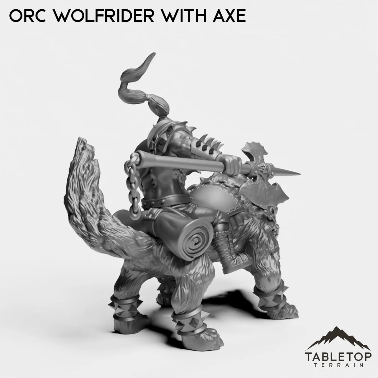 Tabletop Terrain Miniature Orc Wolfrider with Axe