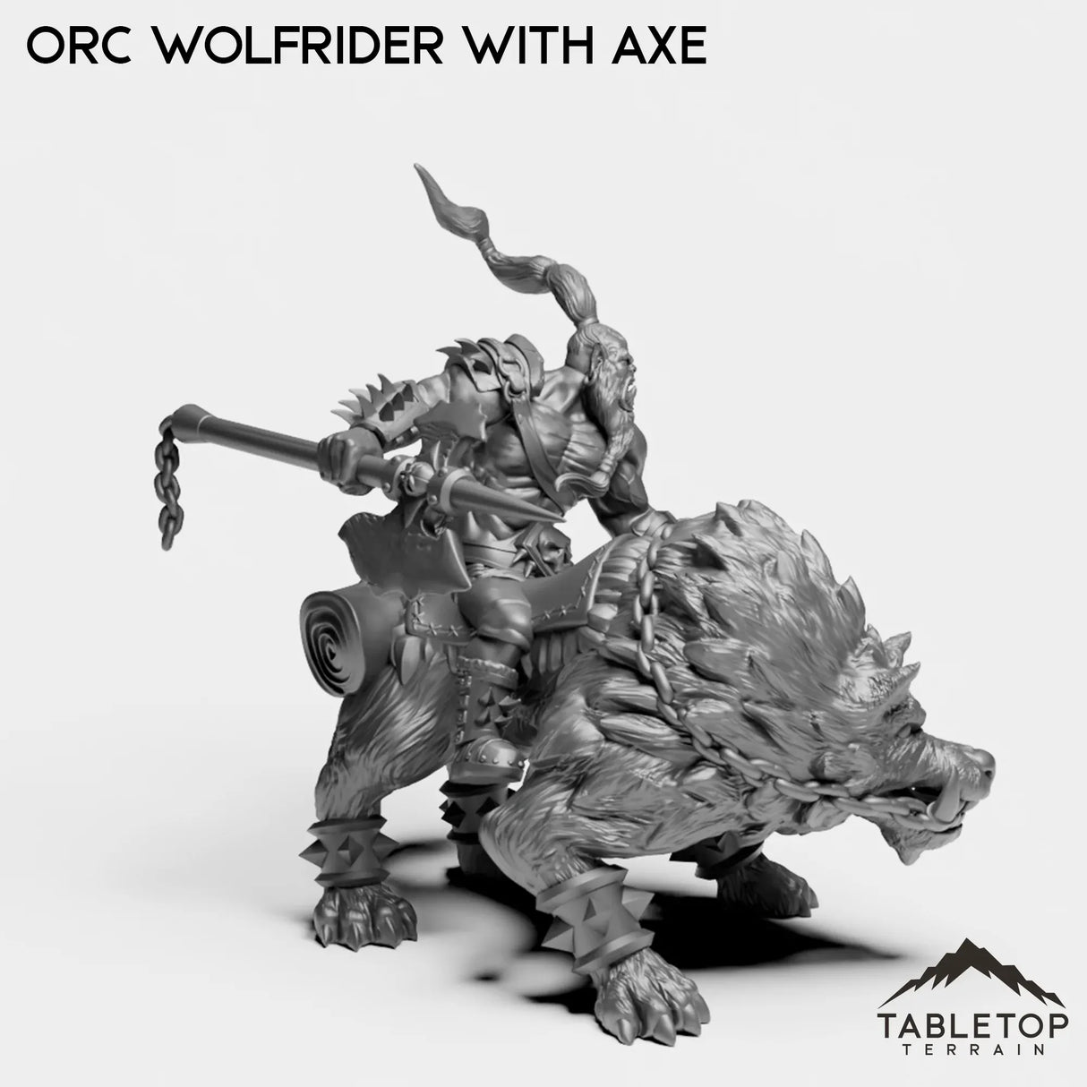 Tabletop Terrain Miniature Orc Wolfrider with Axe