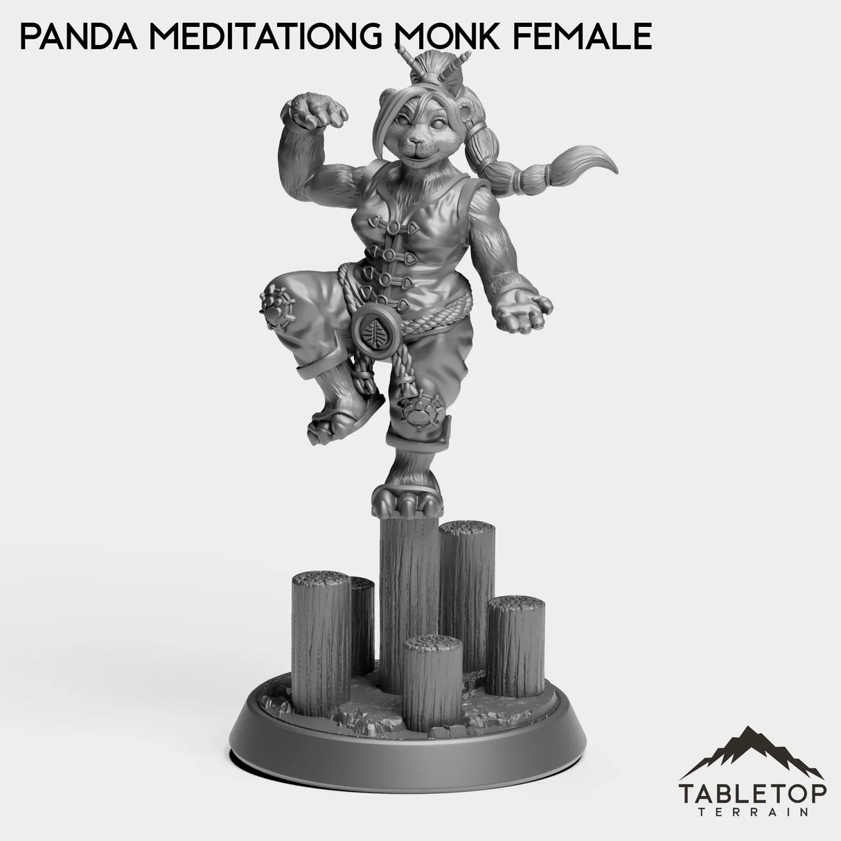 Tabletop Terrain Miniature Panda Meditating Monk Female
