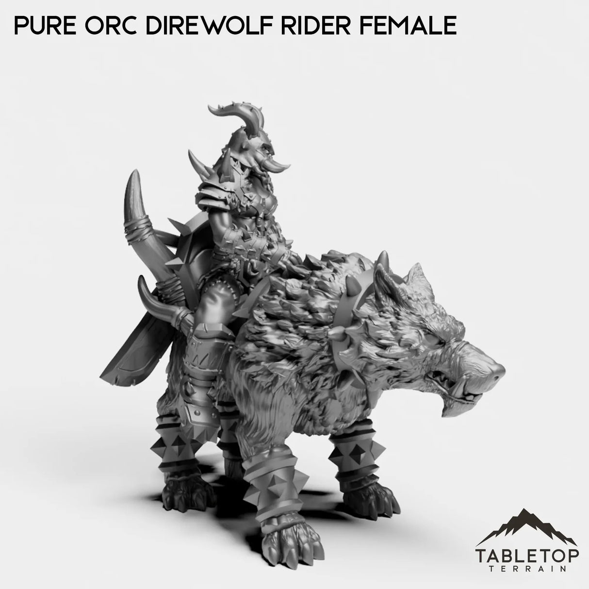 Tabletop Terrain Miniature Pure Orc Direwolf Rider Female