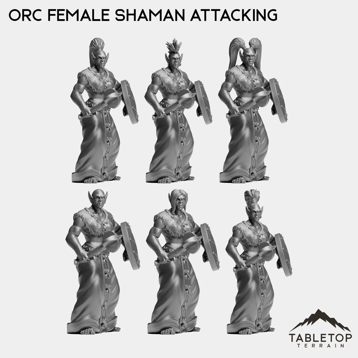 Tabletop Terrain Miniature Shaman Attacking Orc Female Starters