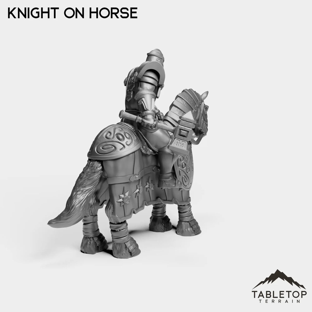 Tabletop Terrain Miniature Silver Paladin Knight on Horse