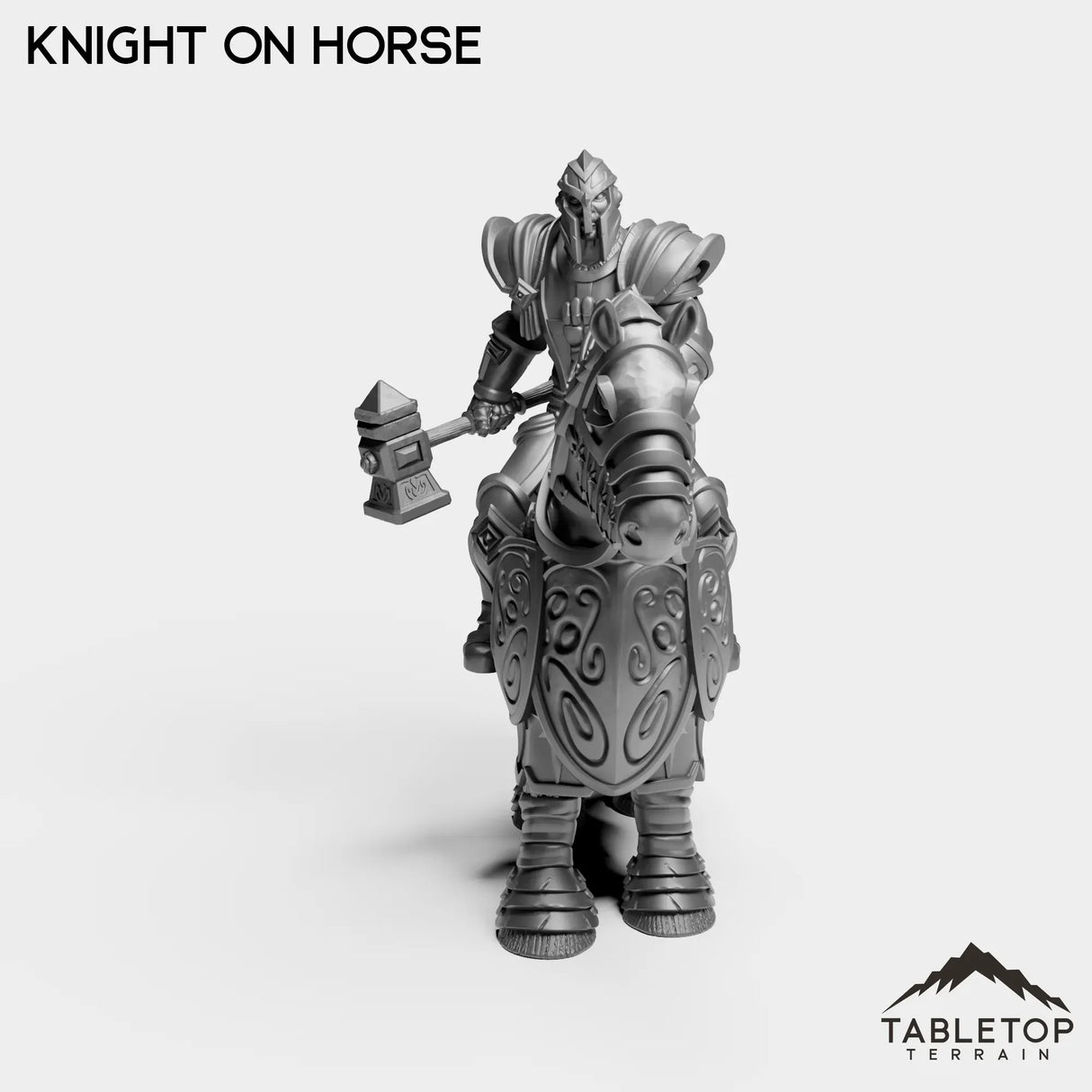 Tabletop Terrain Miniature Silver Paladin Knight on Horse