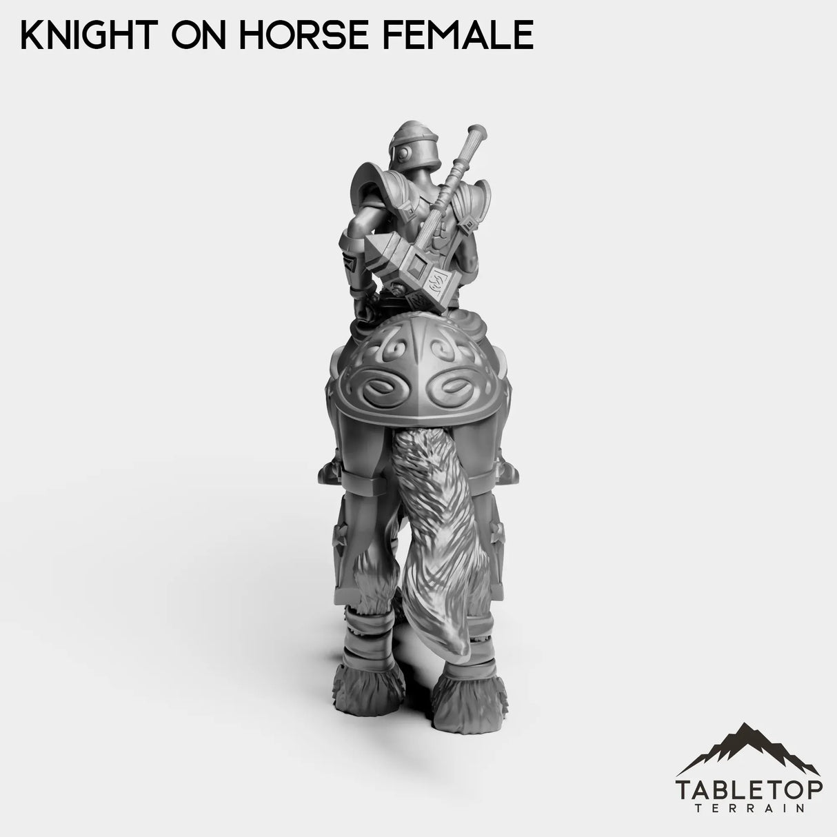 Tabletop Terrain Miniature Silver Paladin Knight on Horse Female