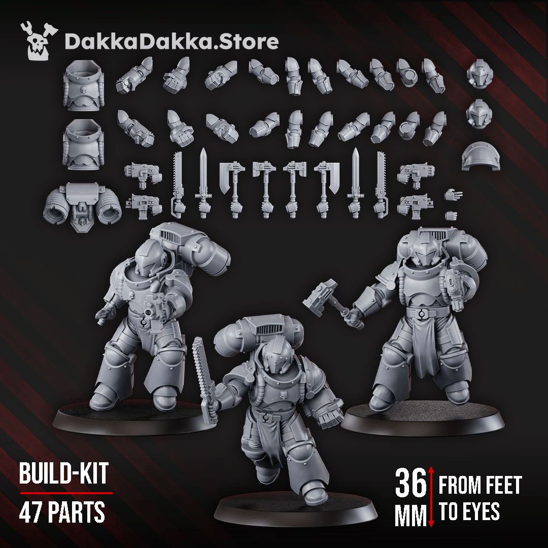 Tabletop Terrain Miniature Space Knights Storm Squad with Jetpacks (build kit) - Prime Armored Assault Unit