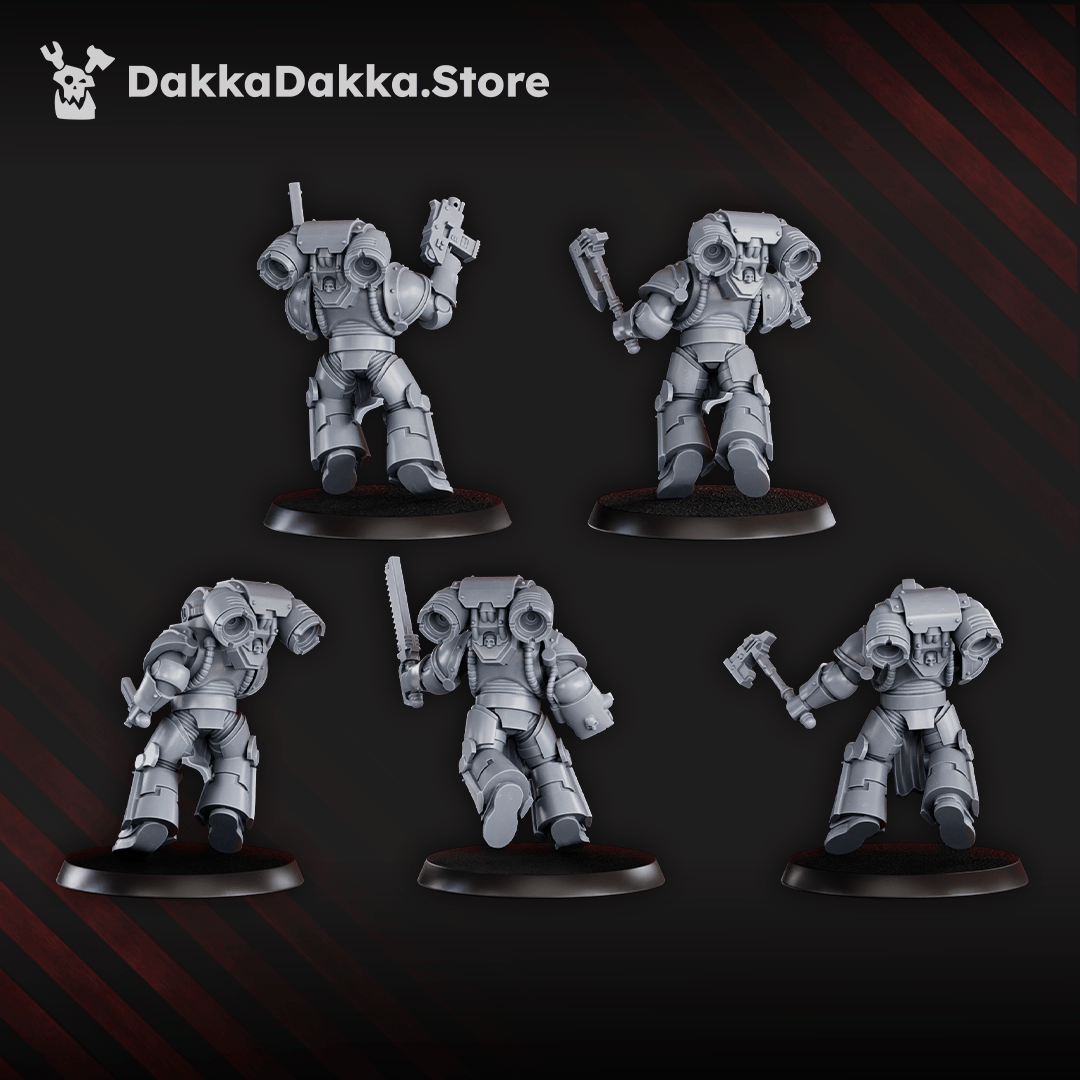 Tabletop Terrain Miniature Space Knights Storm Squad with Jetpacks (x5) - Prime Armored Assault Unit