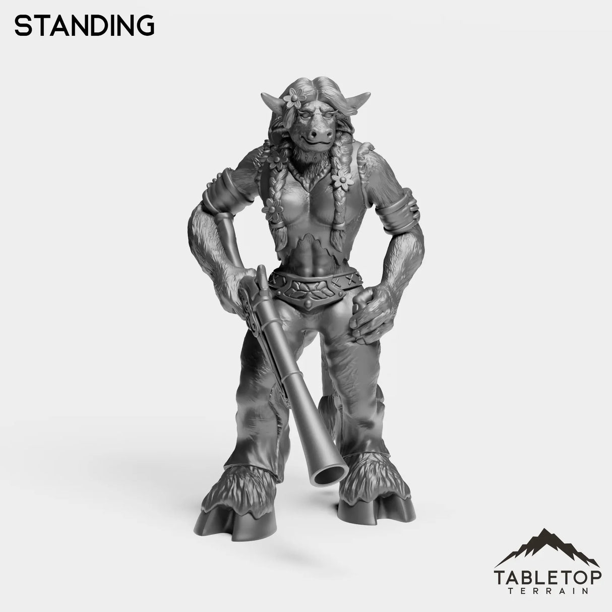 Tabletop Terrain Miniature Standing Minotaur Hunter Starter Female