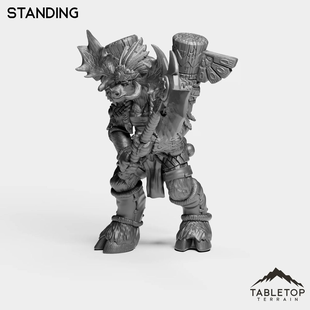 Tabletop Terrain Miniature Standing Mountain Minotaur Warrior Female