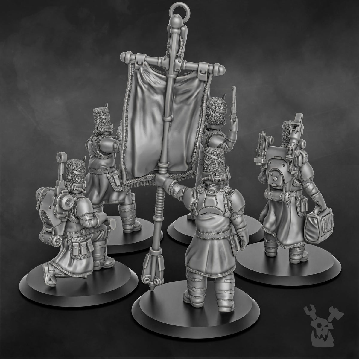 Tabletop Terrain Miniature Steamguard Command Squad x5