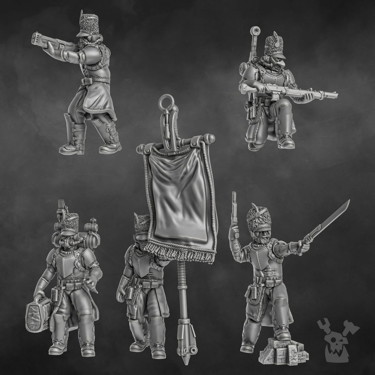 Tabletop Terrain Miniature Steamguard Command Squad x5