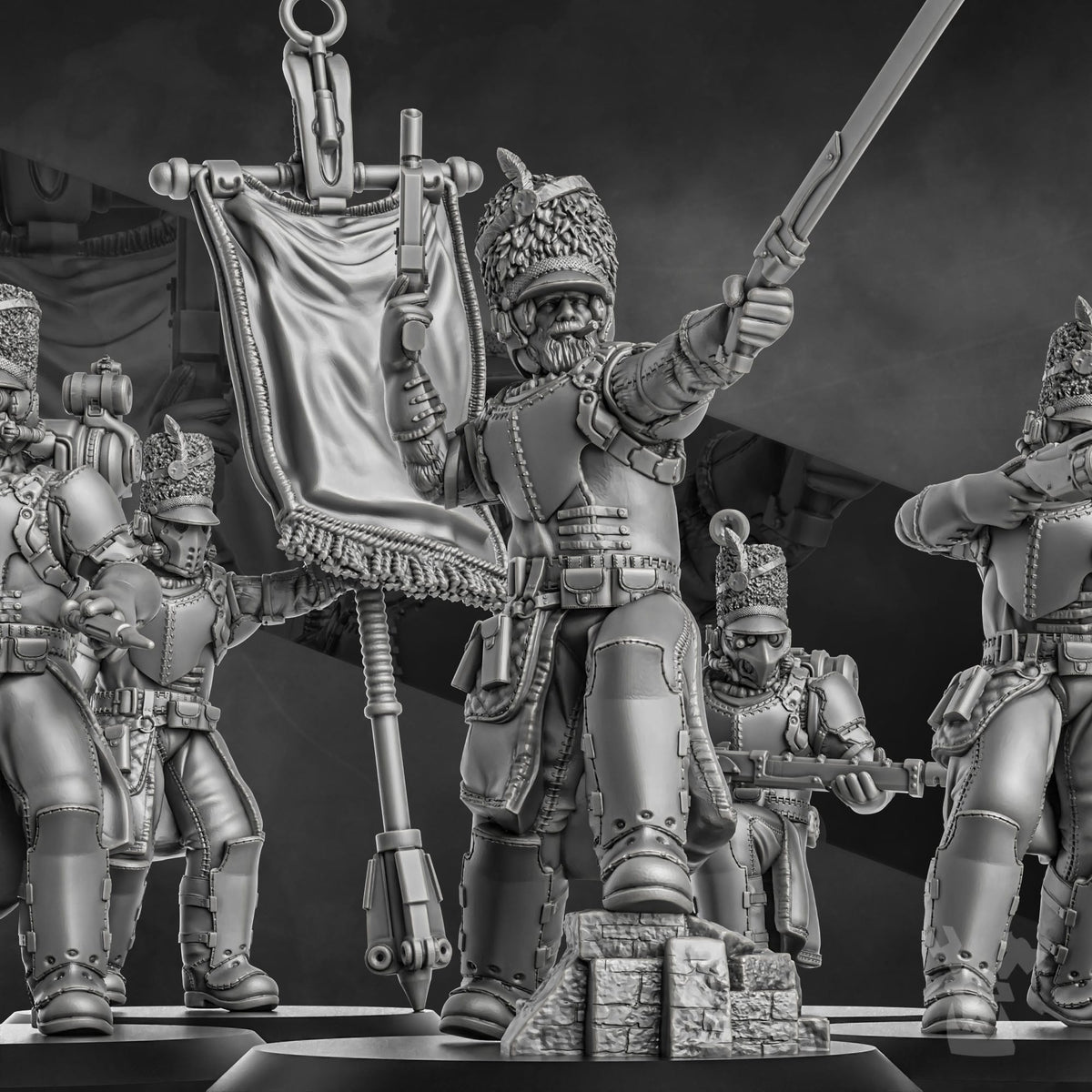 Tabletop Terrain Miniature Steamguard Command Squad x5