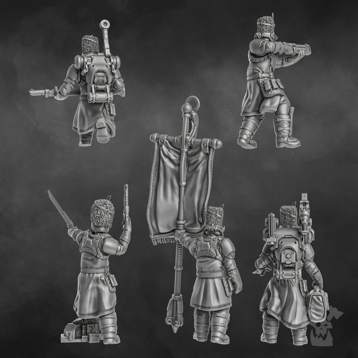 Tabletop Terrain Miniature Steamguard Command Squad x5
