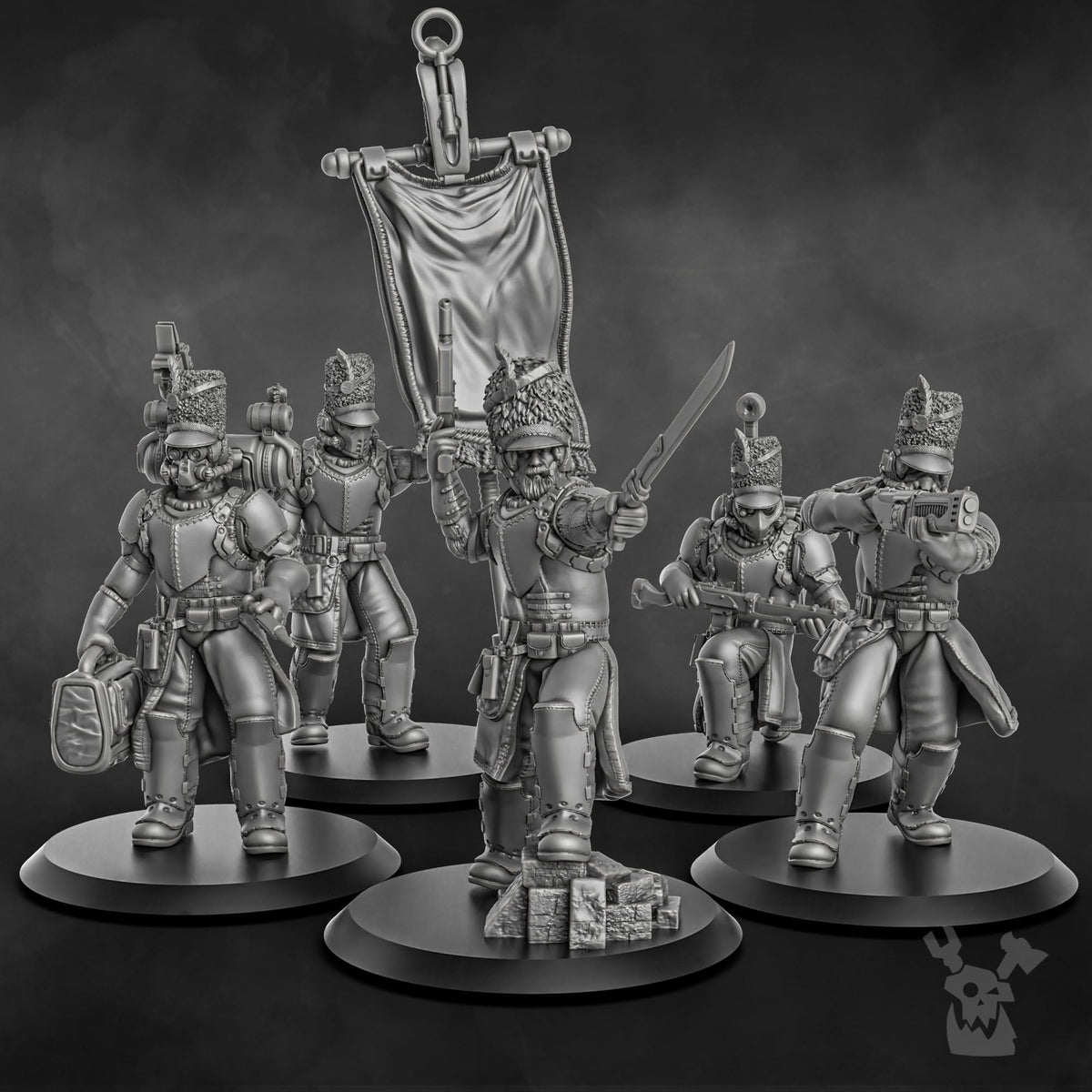 Tabletop Terrain Miniature Steamguard Command Squad x5