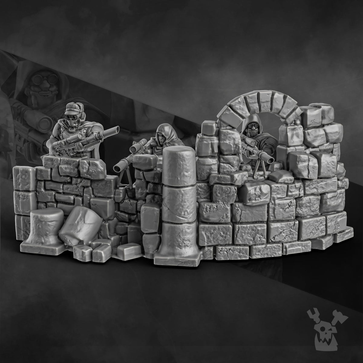 Tabletop Terrain Miniature Steamguard Snipers Team x3