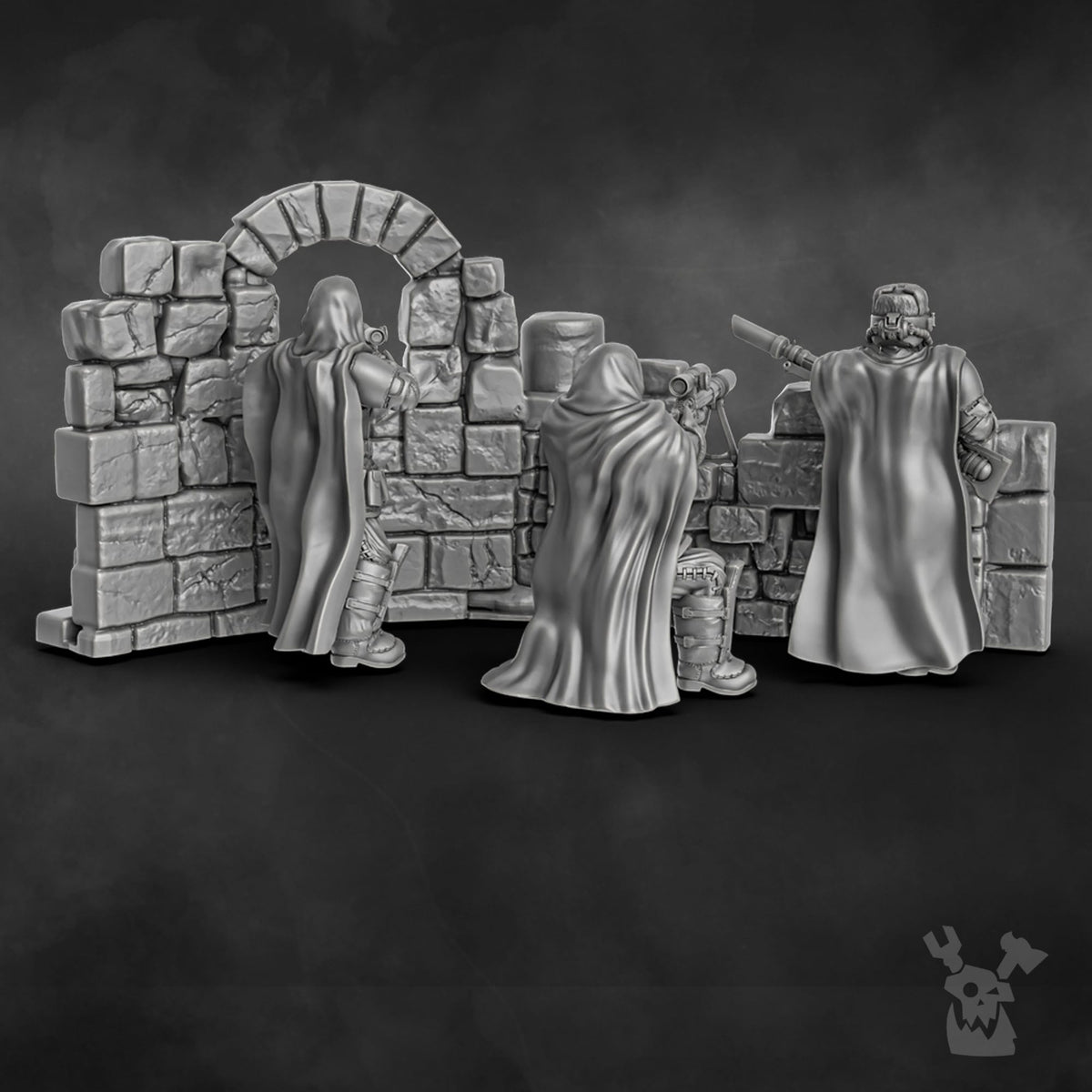 Tabletop Terrain Miniature Steamguard Snipers Team x3