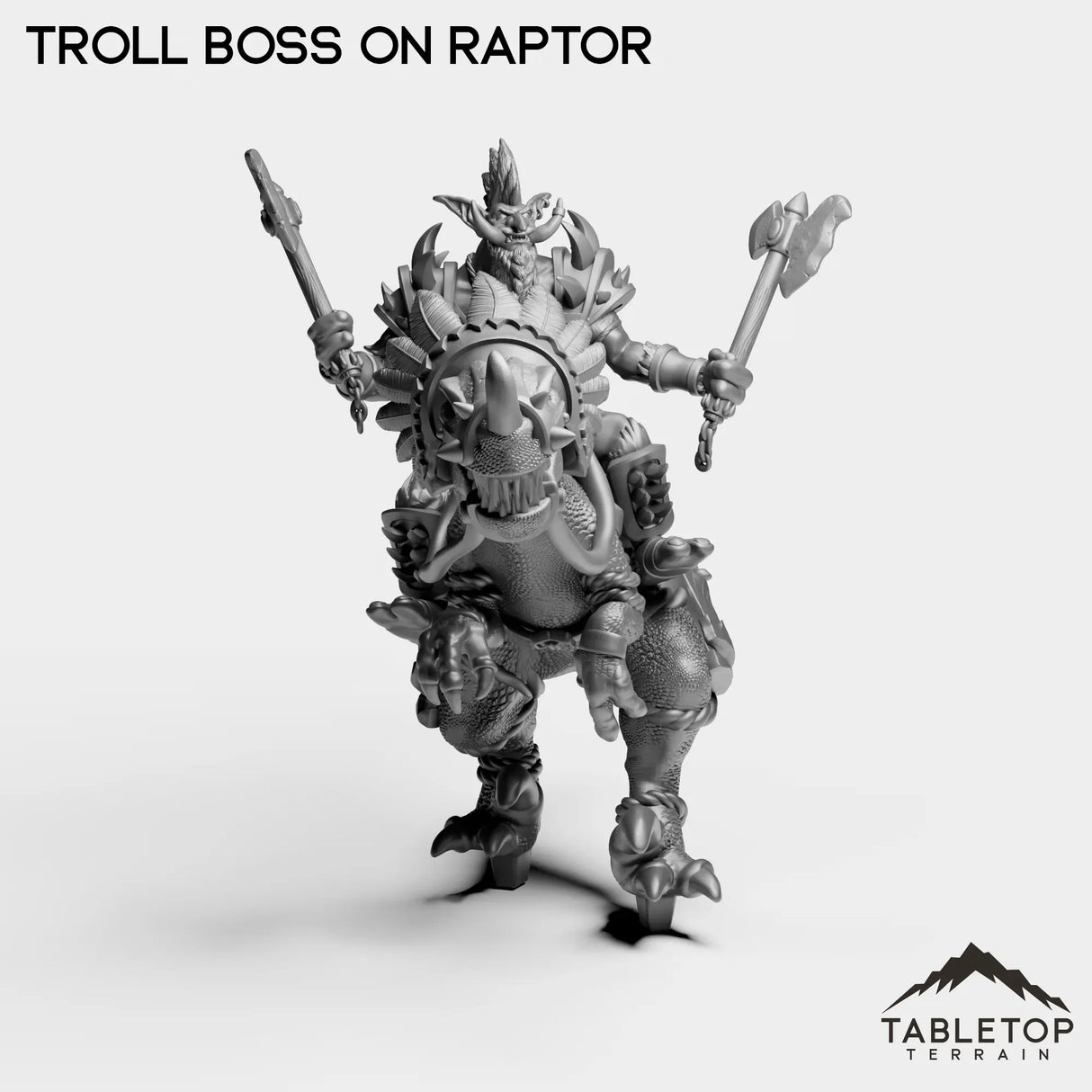 Tabletop Terrain Miniature Troll Boss on Raptor