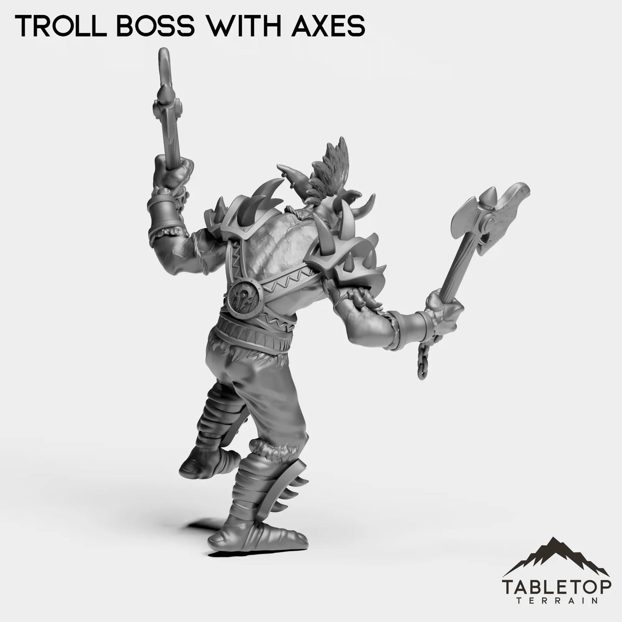 Tabletop Terrain Miniature Troll Boss With Axes