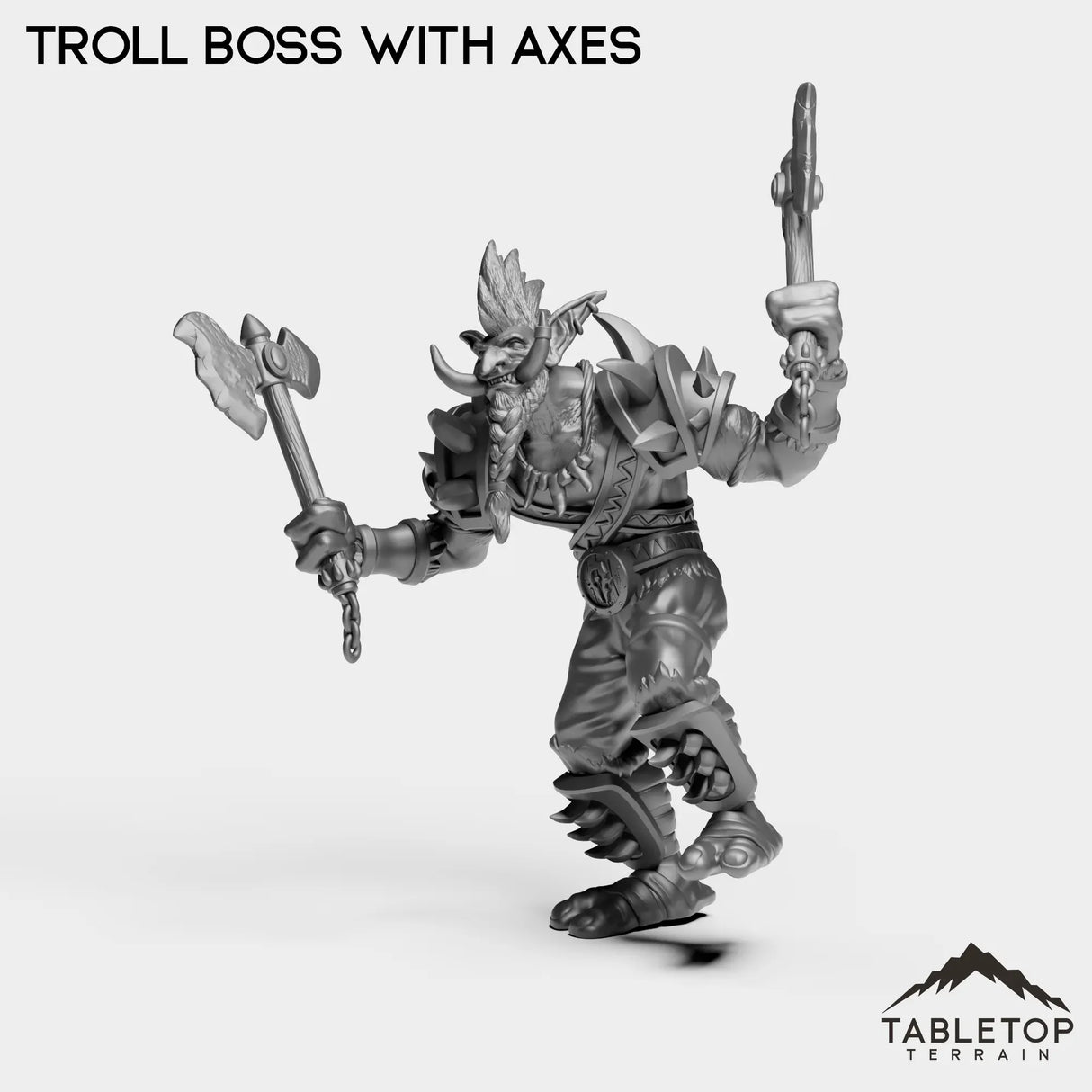 Tabletop Terrain Miniature Troll Boss With Axes