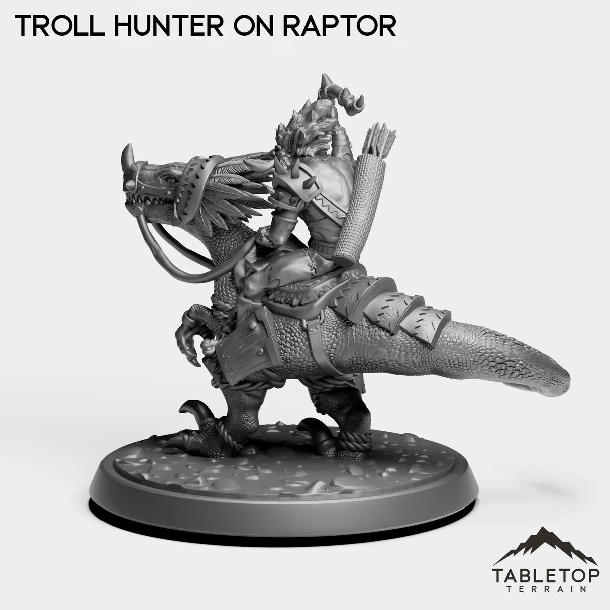 Tabletop Terrain Miniature Troll Hunter on Raptor