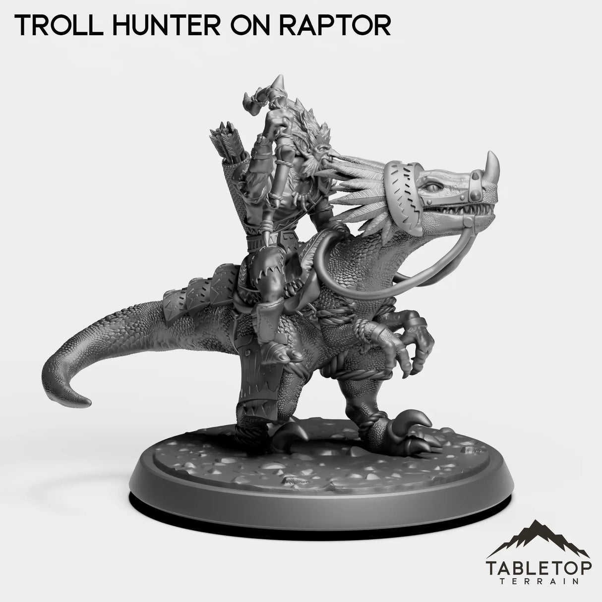 Tabletop Terrain Miniature Troll Hunter on Raptor