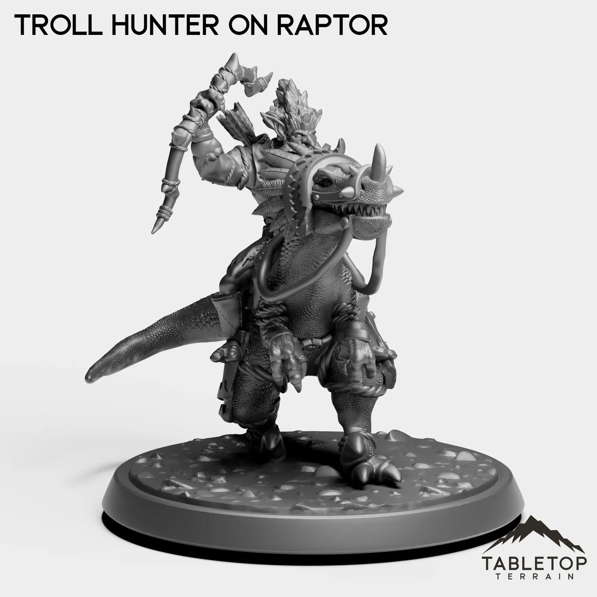 Tabletop Terrain Miniature Troll Hunter on Raptor