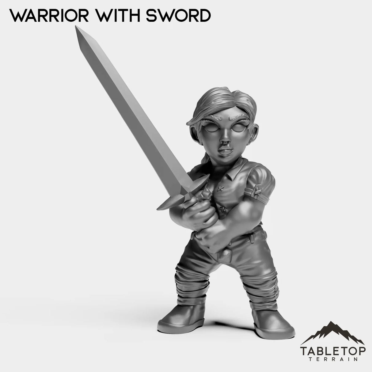Tabletop Terrain Miniature Warrior With Sword Gnome Starters Female