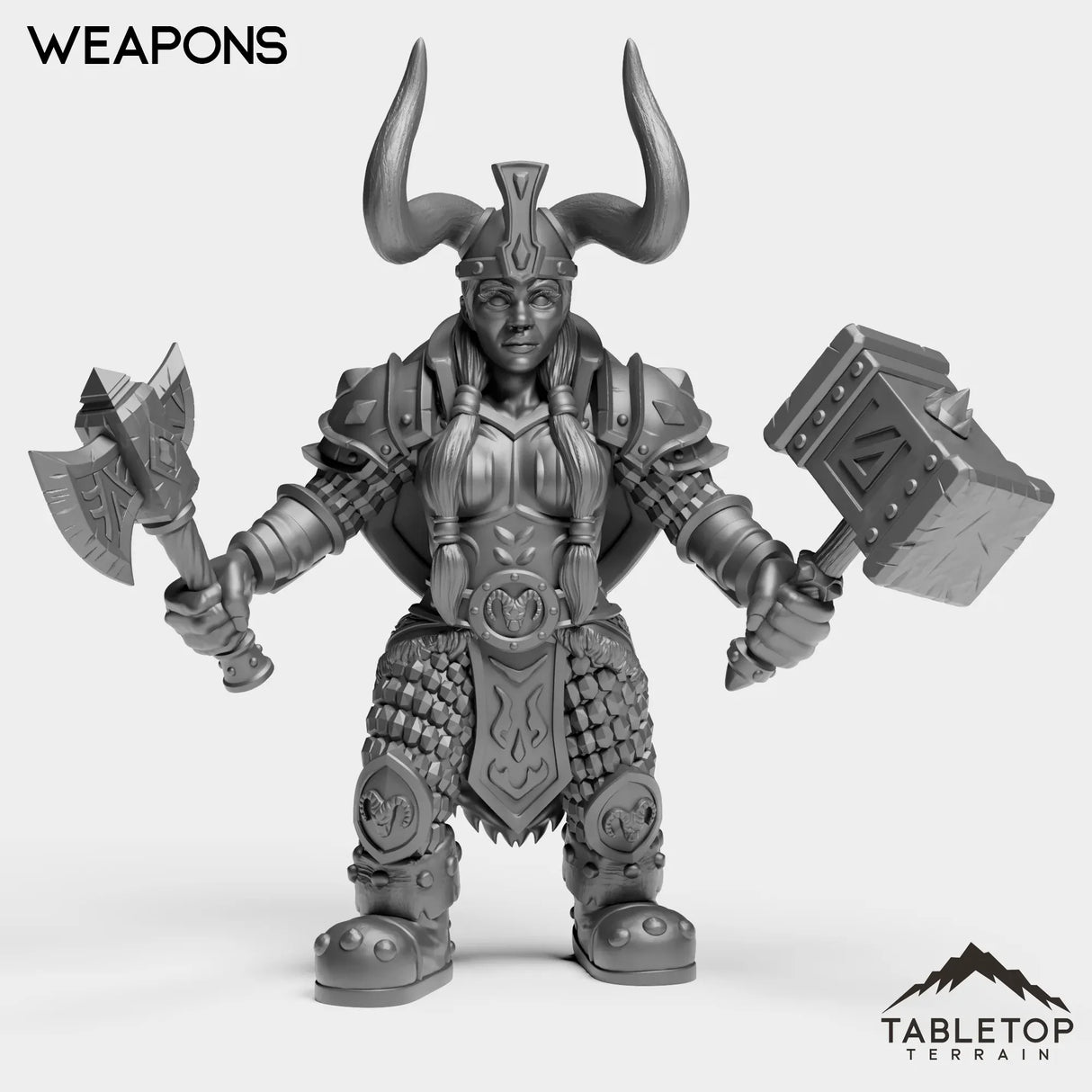 Tabletop Terrain Miniature Weapons Dwarf Paladin Female
