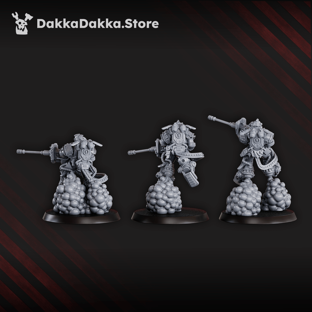 Tabletop Terrain Miniature White Megalodon Clan Depressors (x3) - Prime Armored Fire Squad of Space Knights
