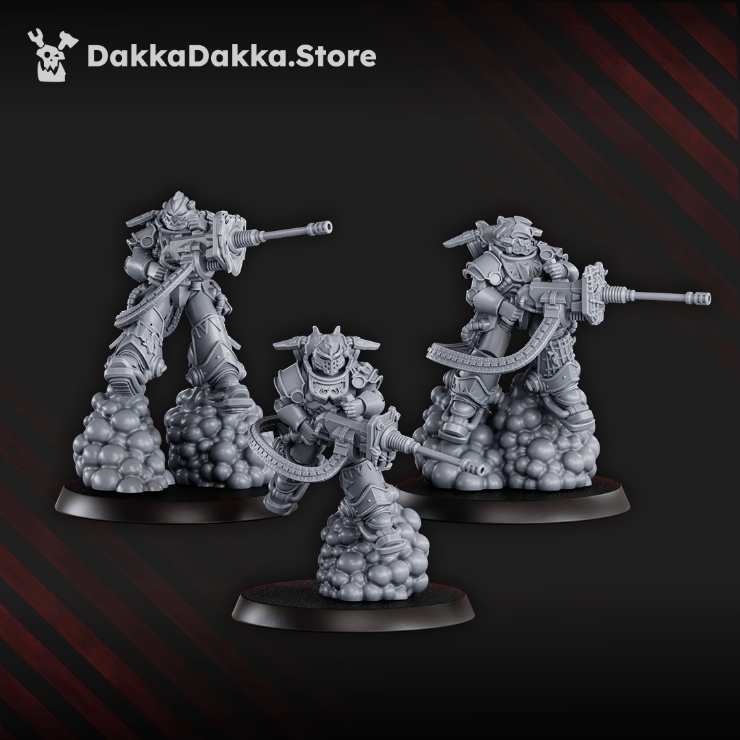 Tabletop Terrain Miniature White Megalodon Clan Depressors (x3) - Prime Armored Fire Squad of Space Knights