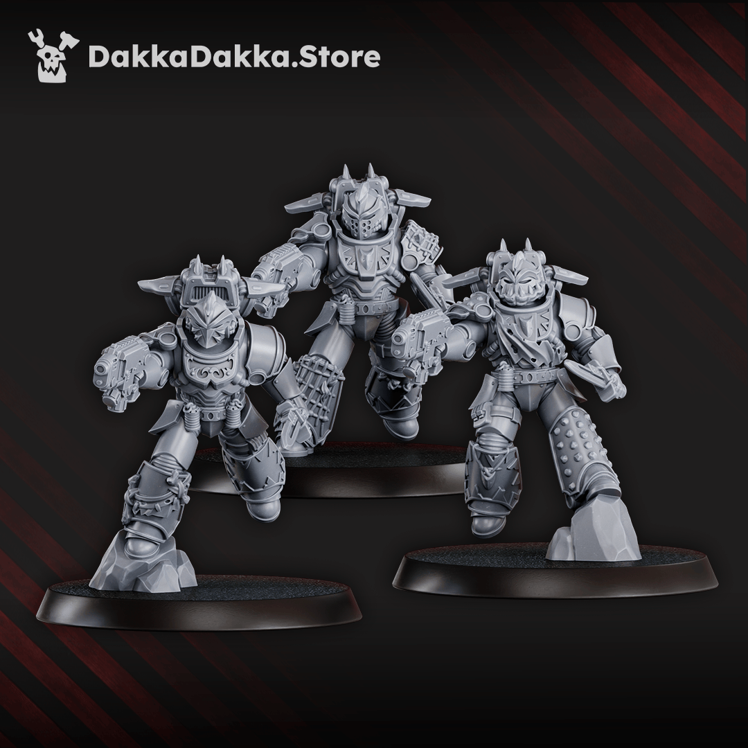 Tabletop Terrain Miniature White Megalodon Clan Storm Squad with Jetpacks (x5) - Prime Armored Assault Unit of Space Knights