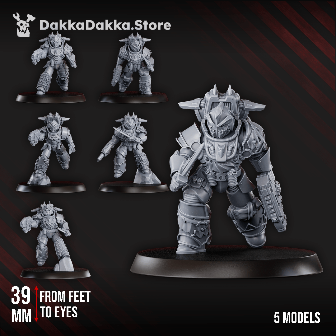 Tabletop Terrain Miniature White Megalodon Clan Storm Squad with Jetpacks (x5) - Prime Armored Assault Unit of Space Knights