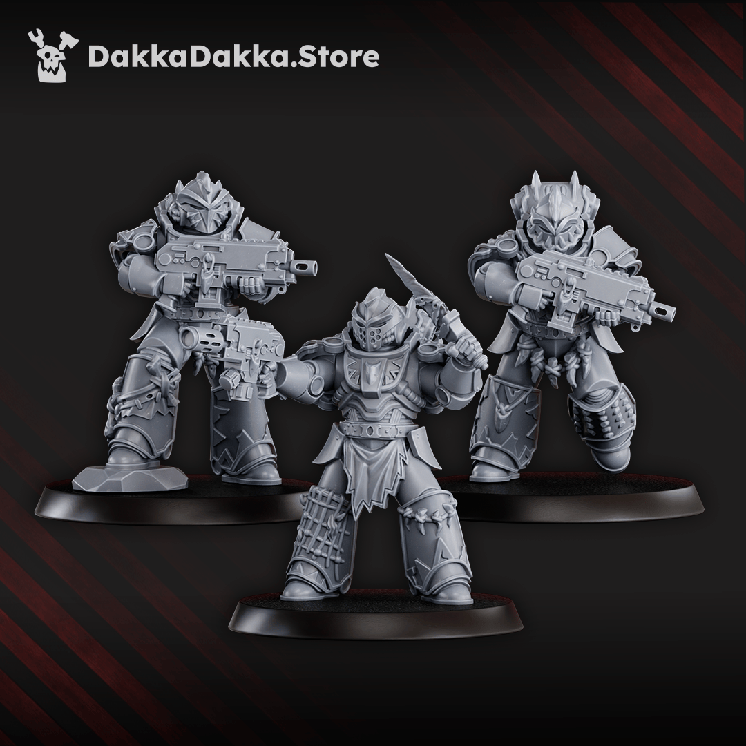 Tabletop Terrain Miniature White Megalodon Clan Warriors (x10) - Prime Armored Battleline Squad of Space Knights