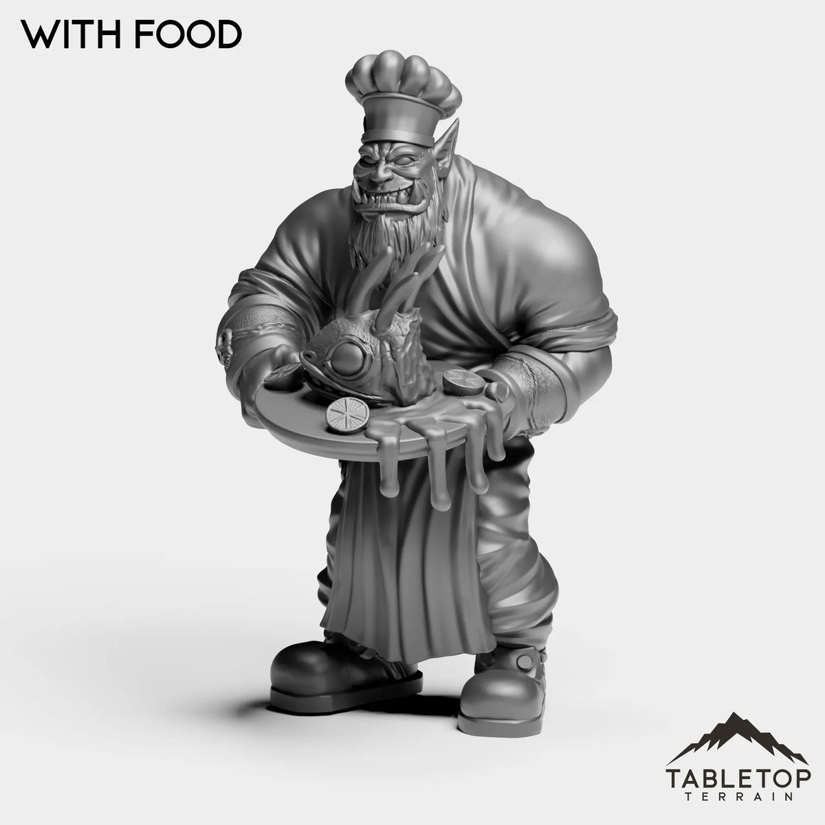 Tabletop Terrain Miniature With Food Orc Chef