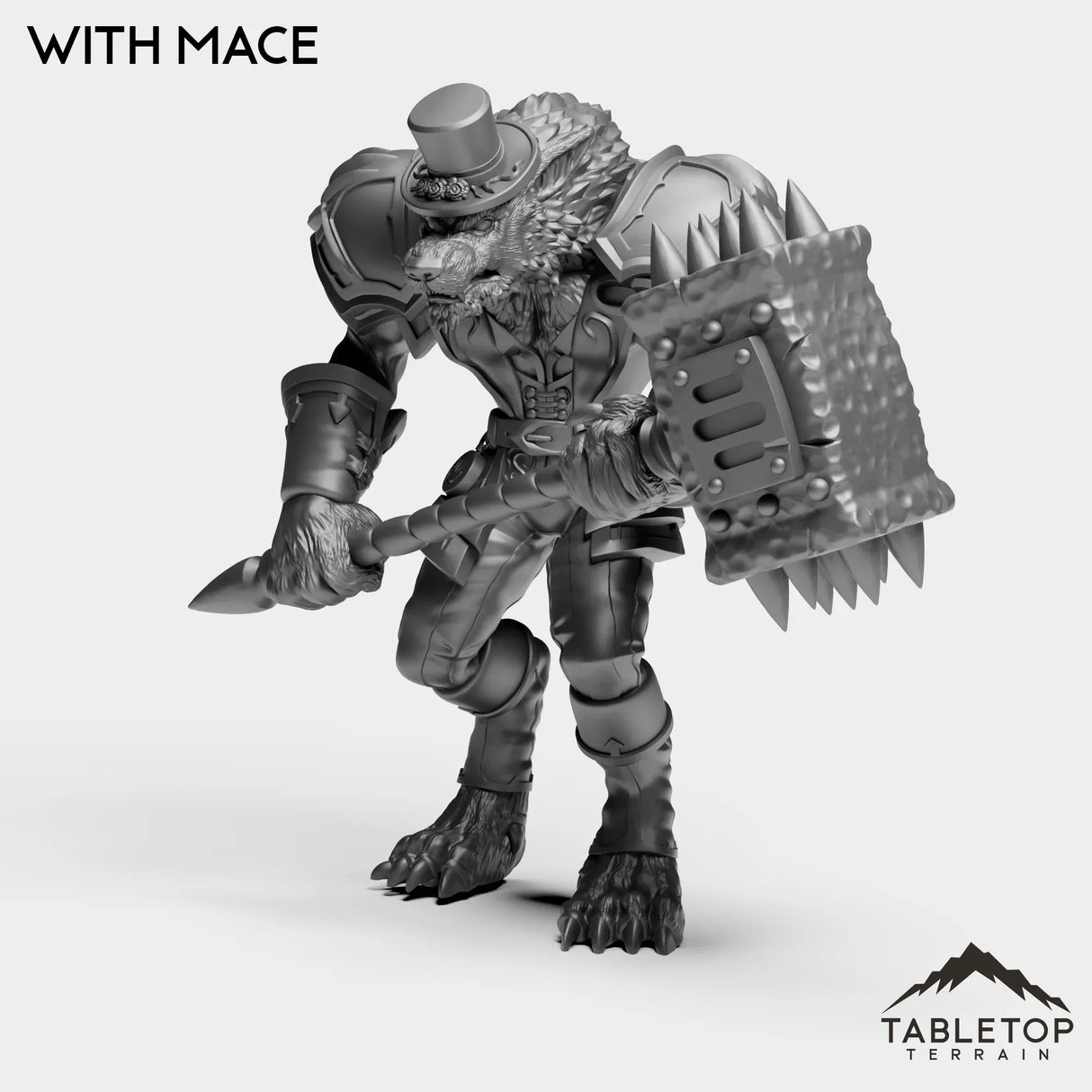 Tabletop Terrain Miniature With Mace Werewolf Feral