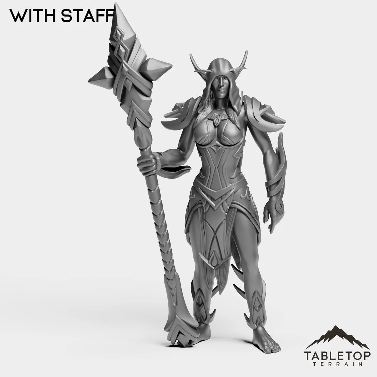 Tabletop Terrain Miniature With Staff Darkness First Arcanist Female