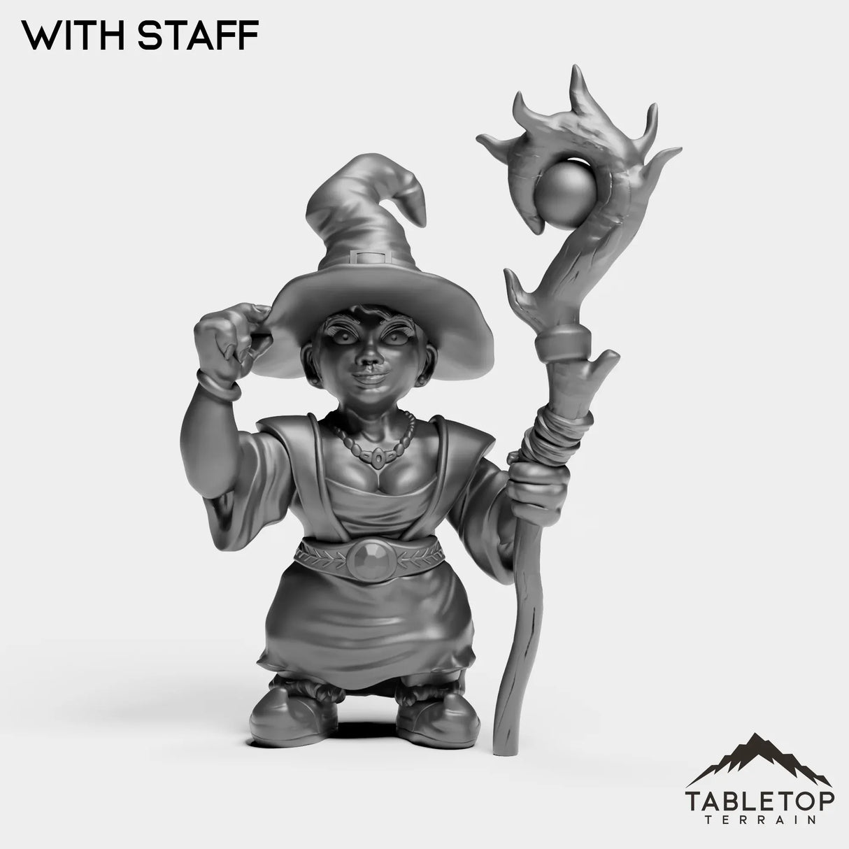 Tabletop Terrain Miniature With Staff Gnome Fire Mage